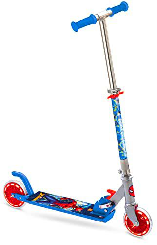 Mondo Toys - Scooter Spiderman Patinete 2 Ruedas Plegable de Aluminio con Plataforma Extra Grip y Manillar Ajustable para niño niña Marvel Spiderman