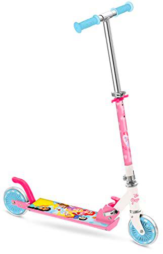 Mondo Toys - Scooter Princess Patinete 2 Ruedas Plegable de Aluminio con Plataforma Extra Grip y Manillar Ajustable para niño niña Disney Princess