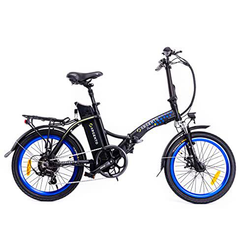 Argento Piuma+ - Bicicleta eléctrica de Ciudad Plegable Unisex para Adulto, Azul, 42