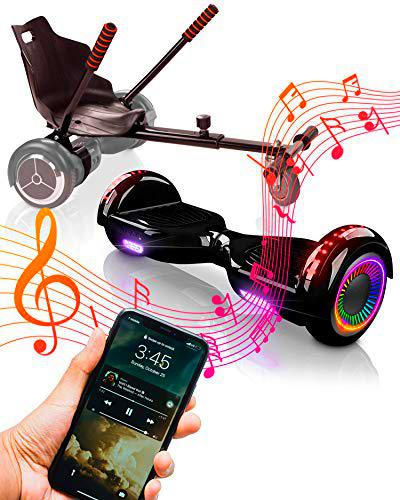ACBK - Pack HoverKart Negro + Hoverboard Patinete Eléctrico Autoequilibrio con Ruedas de 6.5" (Altavoces Bluetooth + Ruedas Led + Bolsa Transporte) Velocidad máxima: 10-12 km/h (Negro)