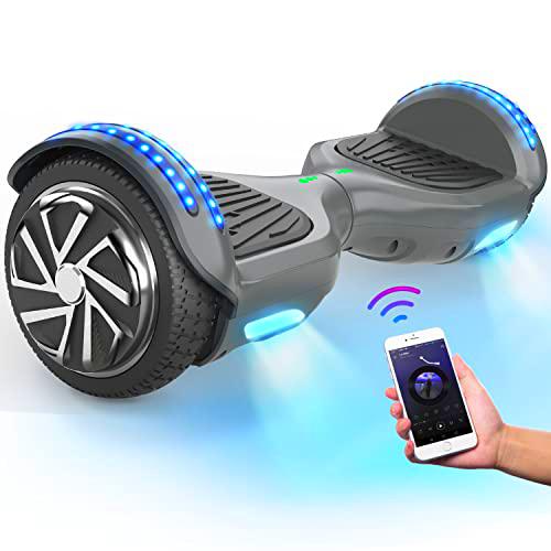 SISIGAD Hoverboard - Patinete de equilibrio automático de 6.5 pulgadas de dos ruedas con altavoz Bluetooth y luces LED Scooter eléctrico para regalo de niños adultos