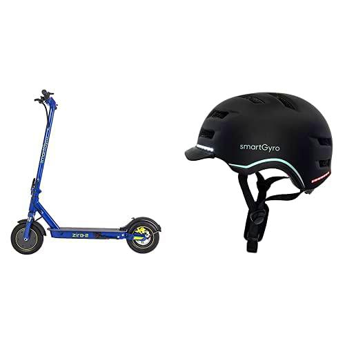 SmartGyro Ziro 2 Blue - Patinete Eléctrico + SmartGyro Casco Inteligente Smart Helmet Pro Negro L