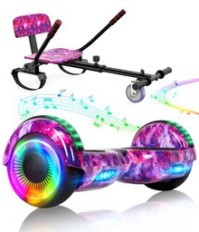 SISIGAD Hoverboard Kart, Hoverboard Todo Terreno Autoequilibrado de 6.5" Pulgadas con Altavoces Bluetooth y Luces LED Hoverboard Niño