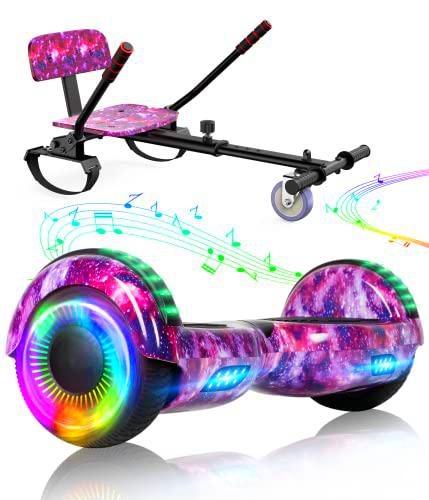 SISIGAD Hoverboard Kart, Hoverboard Todo Terreno Autoequilibrado de 6.5&quot; Pulgadas con Altavoces Bluetooth y Luces LED Hoverboard Niño