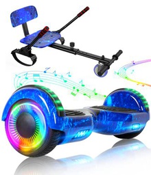 SISIGAD Hoverboard mit sitz, 6,5" Self Balancing Hover Board mit Bluetooth-Lautsprechern und LED-Lichtern für Kinder und Erwachsene (Include Sitz Hoverboard)