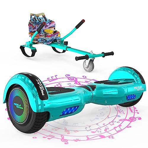 MEGA MOTION Hoverboards con Hoverkart para Niños, Hoverboards 6,5 pulgadas con altavoz Bluetooth, con Luces LED, Regalo para Niños
