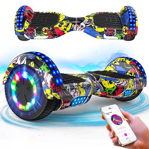 RCB Hoverboard 6.5" Overboard Hover Borad con LED Luces/Bluetooth Regalo para Adultos y Niños Monopatín Hoverboards