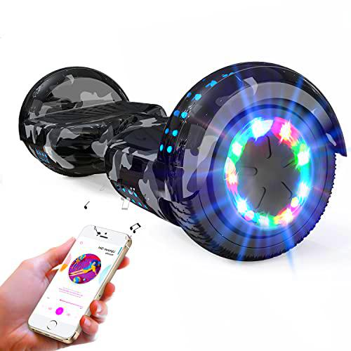 RCB Hoverboard 6.5" Overboard Hover Borad con LED Luces/Bluetooth Regalo para Adultos y Niños Monopatín Hoverboards