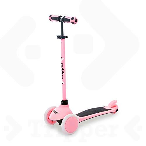 Mondo On&amp;Go – Tripper Patinete 3 Ruedas – Ruedas de PU y puños TPR – Freno de Seguridad Trasero – Color Rosa
