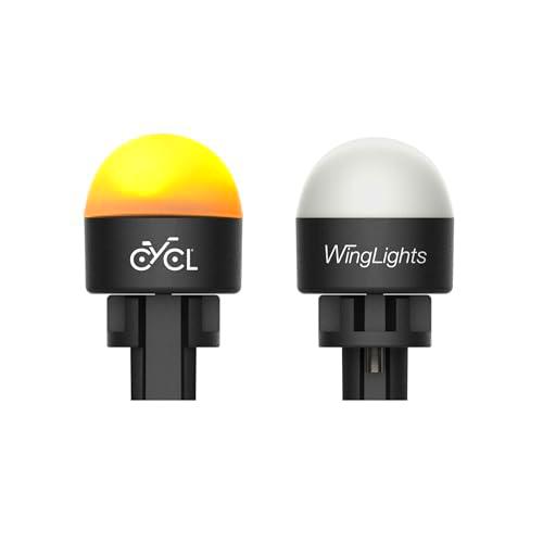 CYCL WingLights Pop for e-Scooters Flechas para Patinete eléctrico | Indicadores de dirección Compatible con Manillar de Perfil de Luna Ascendente | Batería cargada LED Naranja Luces Intermitentes
