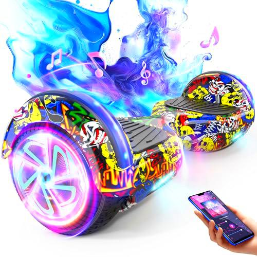 SISIGAD Hoverboard, 6.5 inch Self Balancing Scooter with Bluetooth LED Lights