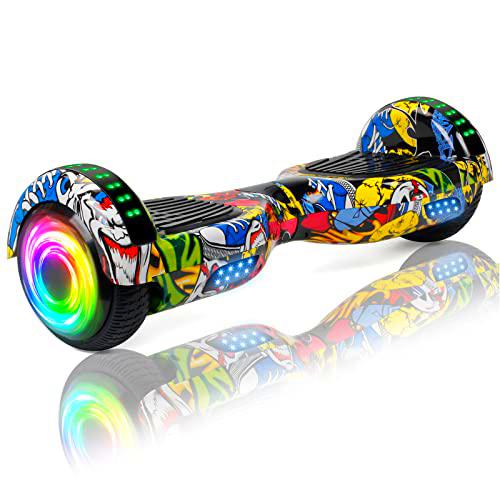 SISIGAD Hoverboard Scooter auto equilibrante de 6.5 pulgadas con dos ruedas autoequilibrante con altavoz Bluetooth y luces LED Scooter eléctrico para adultos y niños regalo UL 2272 certificado