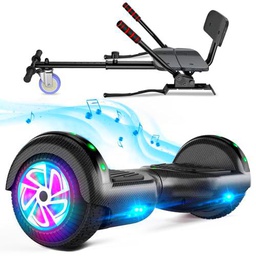 Hoverboard avec siège, Hoverboard à deux roues de 6,5 pouces avec haut-parleur Bluetooth et lumières colorées