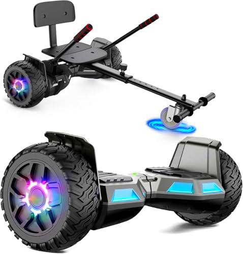 SISIGAD Hoverboard go Kart Seat,8.5" Off Road Hoverboards with LED Lights