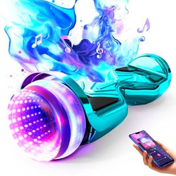 SISIGAD Hoverboard, 6.5 Pounce Flash Wheel Self Balancing Scooter with LED Lights&amp; Bluetooth Speaker
