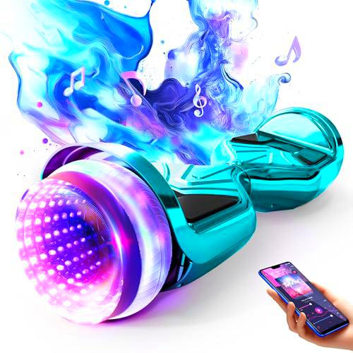 SISIGAD Hoverboard, 6.5 Pounce Flash Wheel Self Balancing Scooter with LED Lights&amp; Bluetooth Speaker