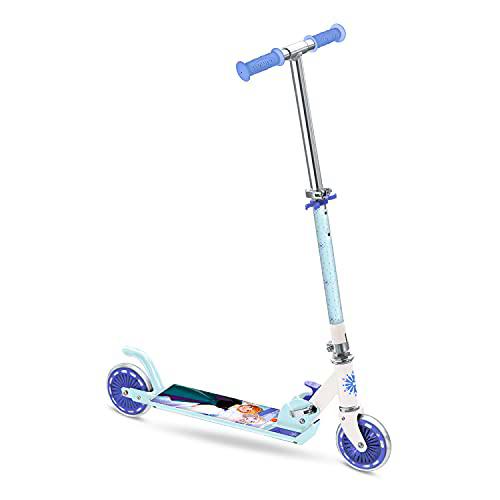 Mondo Mondo-28683 Toys - Scooter Patinete 2 Ruedas Plegable de Aluminio con Plataforma Extra Grip y Manillar Ajustable para niño niña Disney Frozen