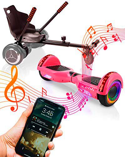 ACBK - Pack HoverKart Negro + Hoverboard Patinete Eléctrico Autoequilibrio con Ruedas de 6.5" (Altavoces Bluetooth + Ruedas Led + Bolsa Transporte) Velocidad máxima: 10-12 km/h (Rosa)